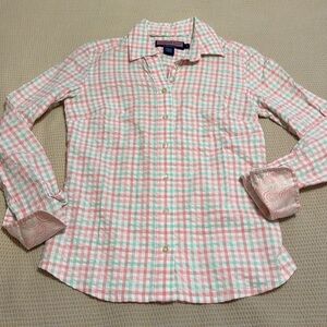 Vineyard Vines women’s button-down blouse pink & green green size 0